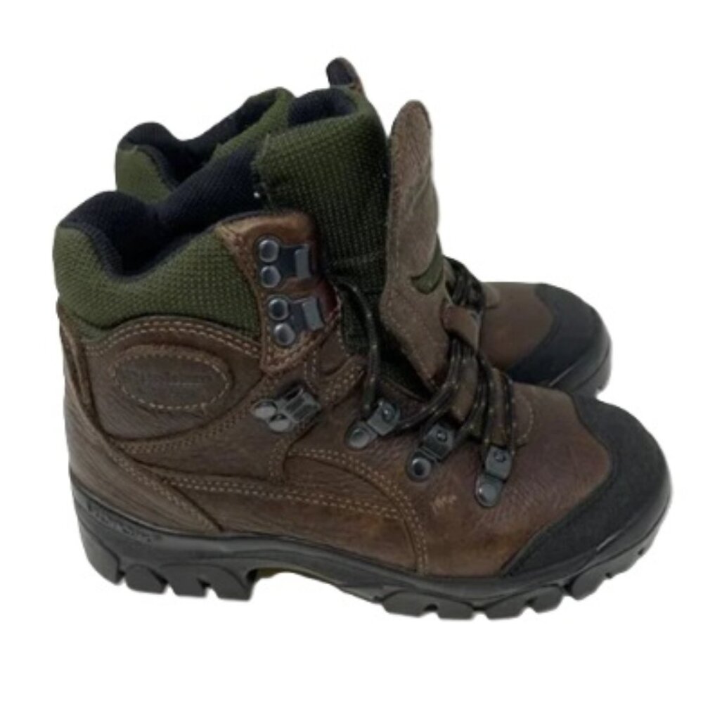DUNHAM Brown Leather Waterproof Hiking Boots w/Vibram Lug Soles Women's Sz 7.5 B
